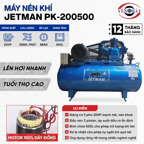 Máy nén khí Jetman 500 lít 20hp PK-200500 2