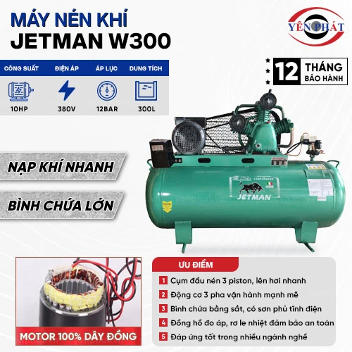 Máy nén khí giật cấp Jetman W300 300L 7.5KW 2