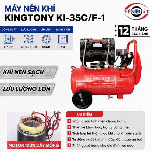 Máy nén khí không dầu giảm âm Kingtony KI-35C/F-1 2