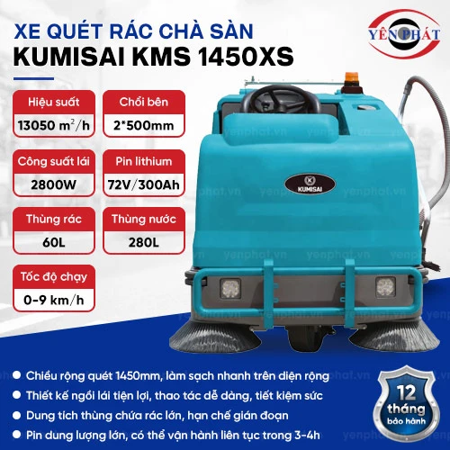 Xe quét rác chà sàn Kumisai KMS 1450XS 2