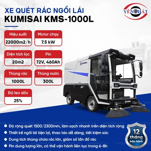 Xe quét rác ngồi lái Kumisai KMS - 1000L 2