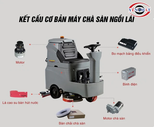 Cấu tạo máy chà sàn ngôi lái