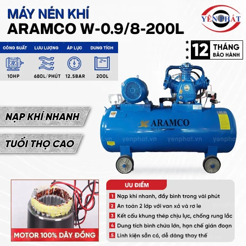 Máy nén khí Aramco W-0.9/8-200L 2