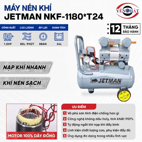 Máy nén khí không dầu Jetman NKF-1180*T24 2