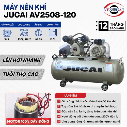 Máy nén khí 1 cấp Jucai AV2508-120 - 3HP 2