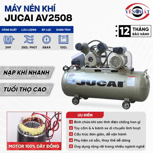 Máy nén khí 1 cấp Jucai AV2508 - 3HP 2
