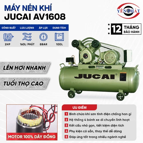 Máy nén khí 1 cấp Jucai AV1608 - 2HP 2