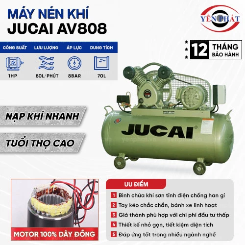 Máy nén khí 1 cấp Jucai AV808 (1HP) 2