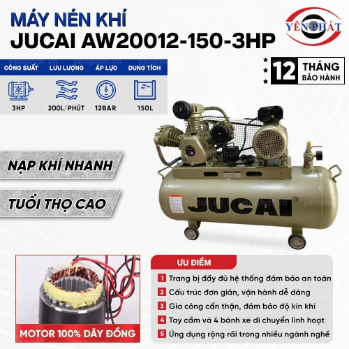 Máy nén khí 2 cấp Jucai AW20012-150 - 3HP 2