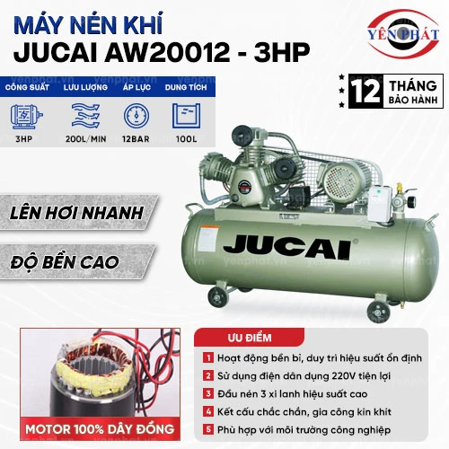 Máy nén khí 2 cấp Jucai AW20012 - 3HP 2