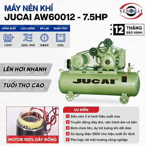 Máy nén khí 2 cấp Jucai AW60012 - 7.5HP 2